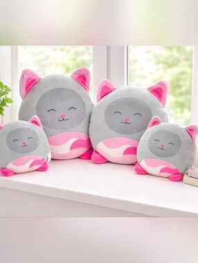 4PCS Cat Plush Pillow Set Soft Cute Kids Cushion Gift